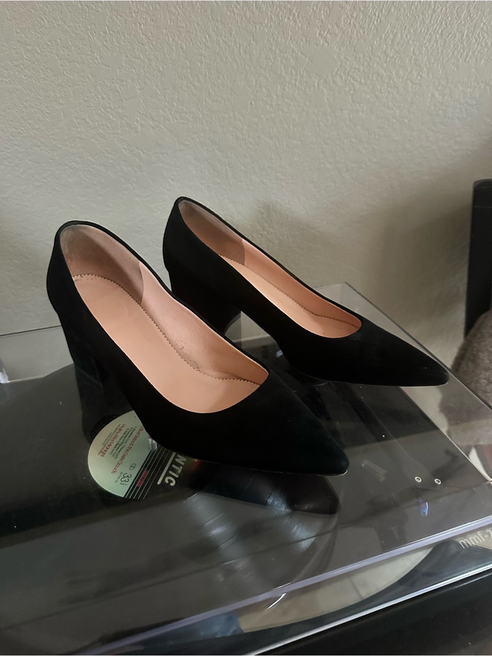 J. Crew Black Suede Pointed Block Heel Pumps - Picture 4 of 9